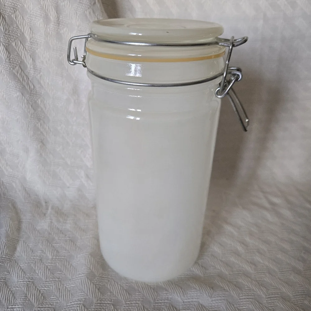 Glass Jar with Tree Design Frosted With Metal Latch